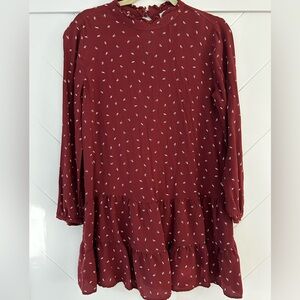 LOFT Burgundy Long Sleeve Dress